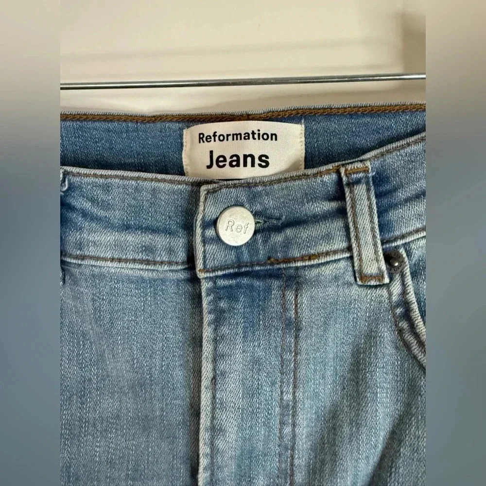 Reformation Women’s Cyprus Destroyed Harper High Rise Skinny Jeans - Size 26 - Picture 3 of 5